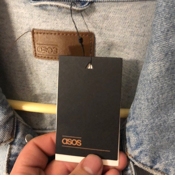 ASOS Denim Jacket Mid Wash with Rips - Picture 3 of 3